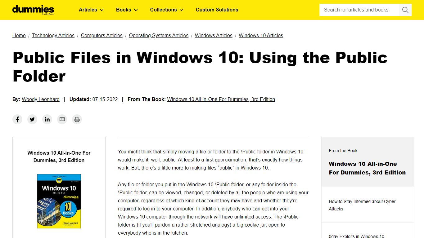 Public Files in Windows 10: Using the Public Folder - dummies
